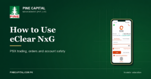 eClear NxG app login screen for PSX trading